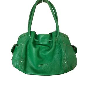 Women's Cole Haan MD‎ Bucket Tote Bag Shoulder Purse Pebbled Leather Kelly Green